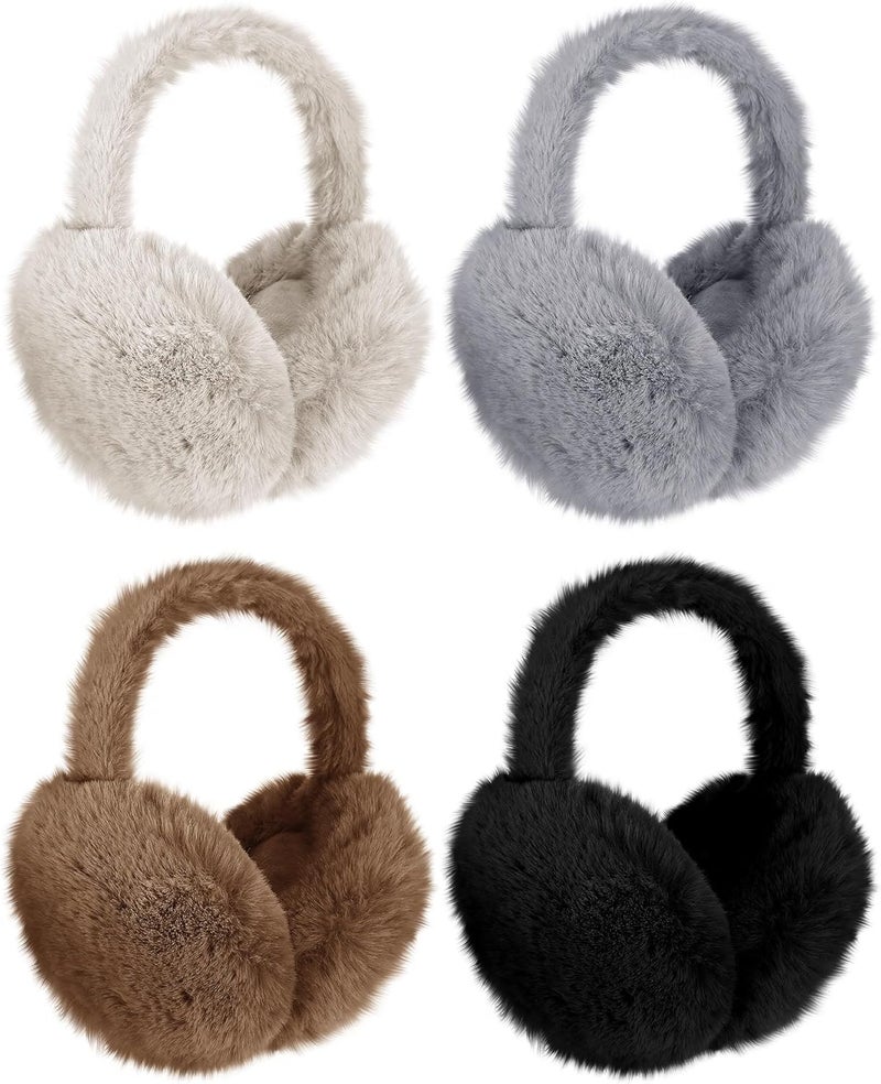 Fourluoo 4 Pcs Warm Ear Muffs Winter Earmuffs Cute Ear Covers for Kids teenager Outdoor Activities Warmth - Image 1